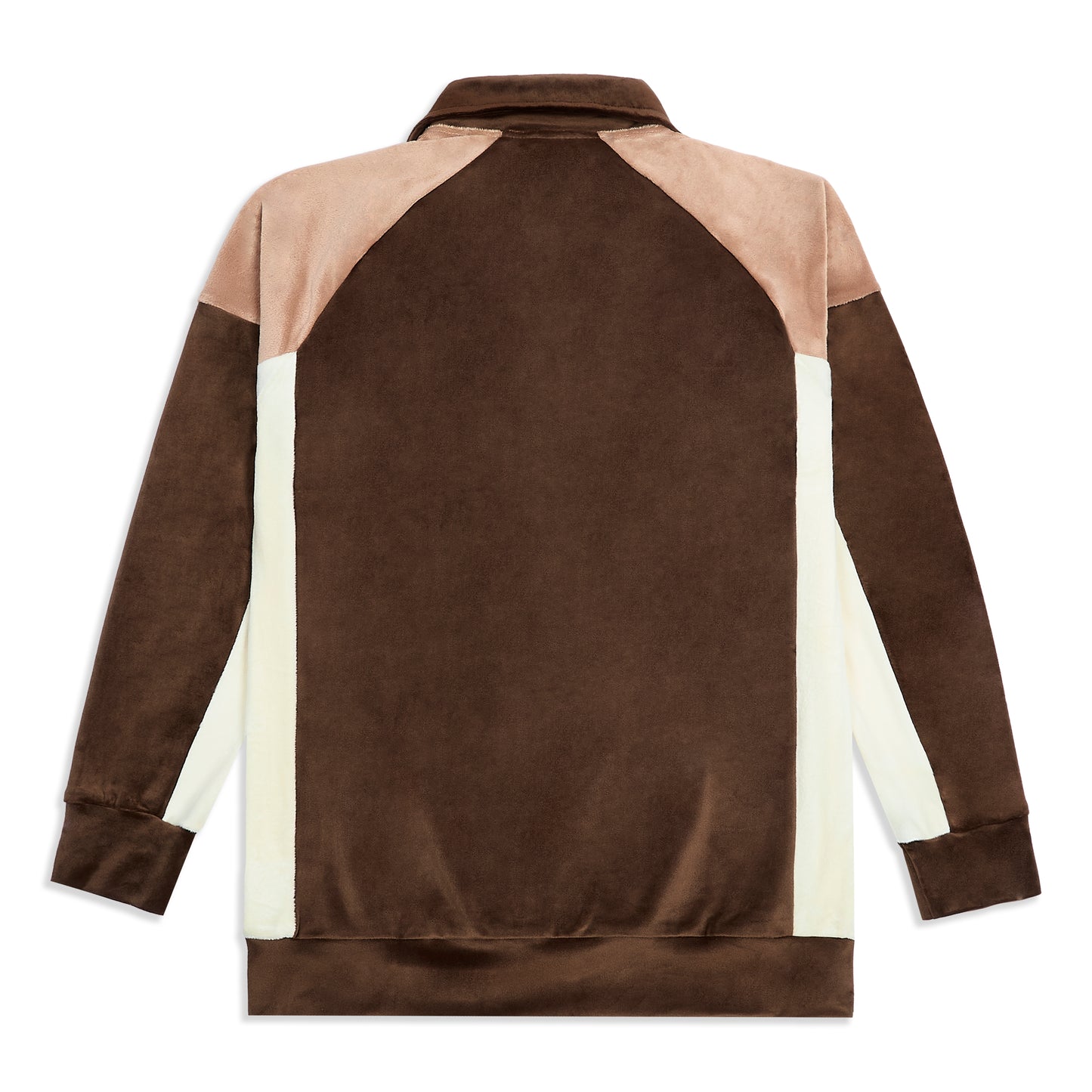 Velour Longsleeve Polo - Brown / Peach / Cream