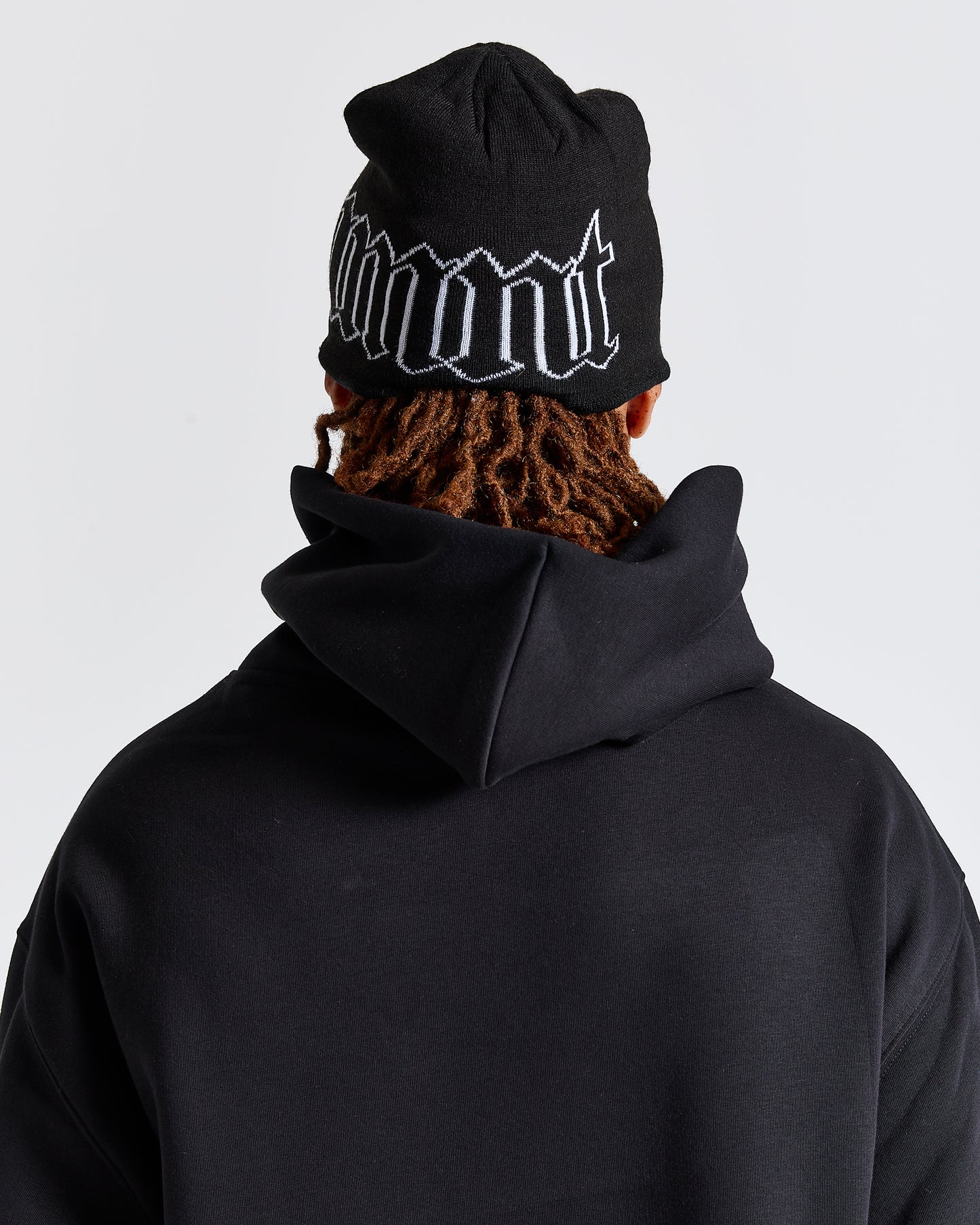 Old English Beanie - Black / White