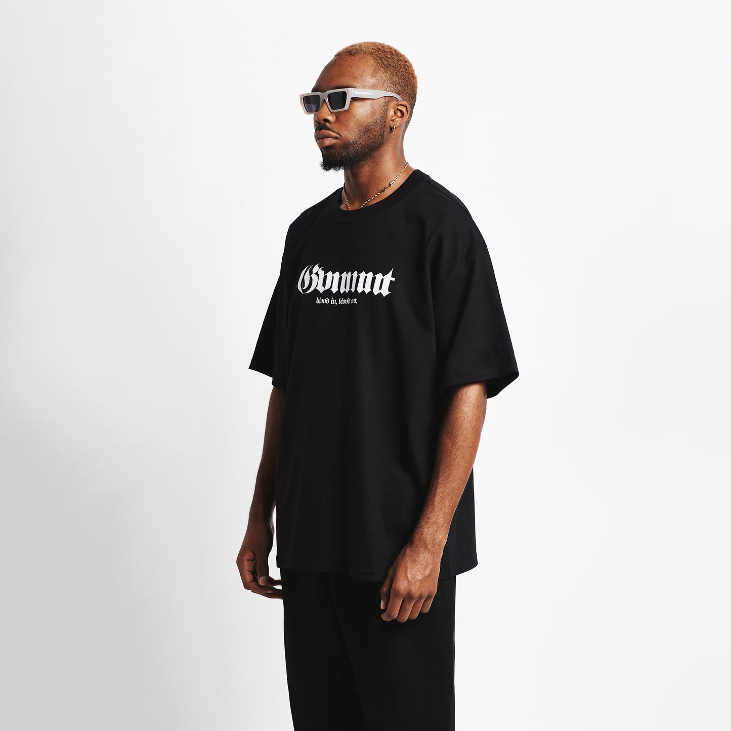 Blood In, Blood Out Tee - Black - GVNMNT Clothing Co', European streetwear.