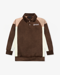 Velour Longsleeve Polo - Brown / Peach / Cream