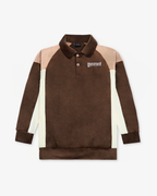 Velour Longsleeve Polo - Brown / Peach / Cream
