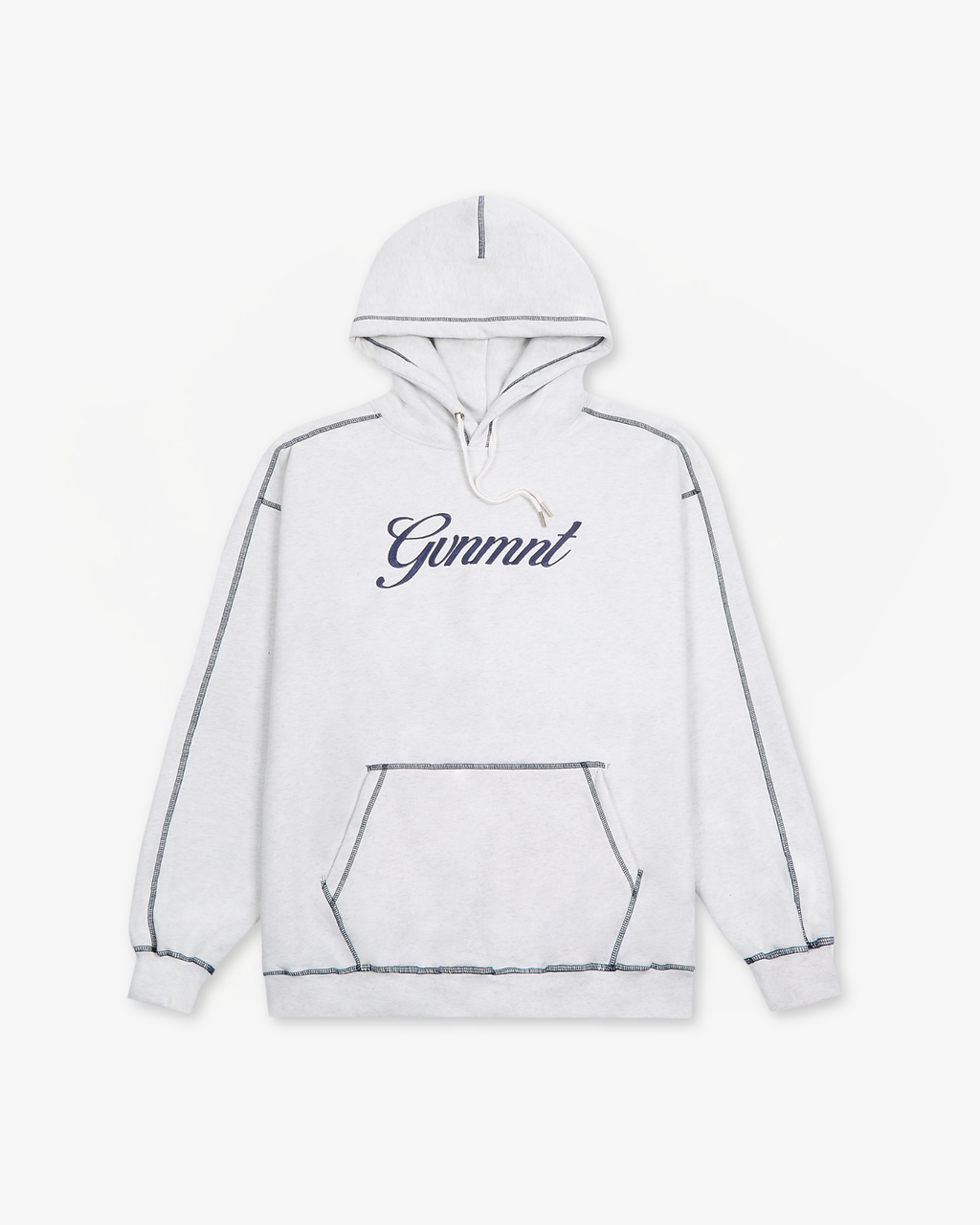 Scripted Embroidered Hoodie - Light Heather / Navy