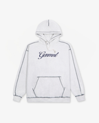 Scripted Embroidered Hoodie - Light Heather / Navy