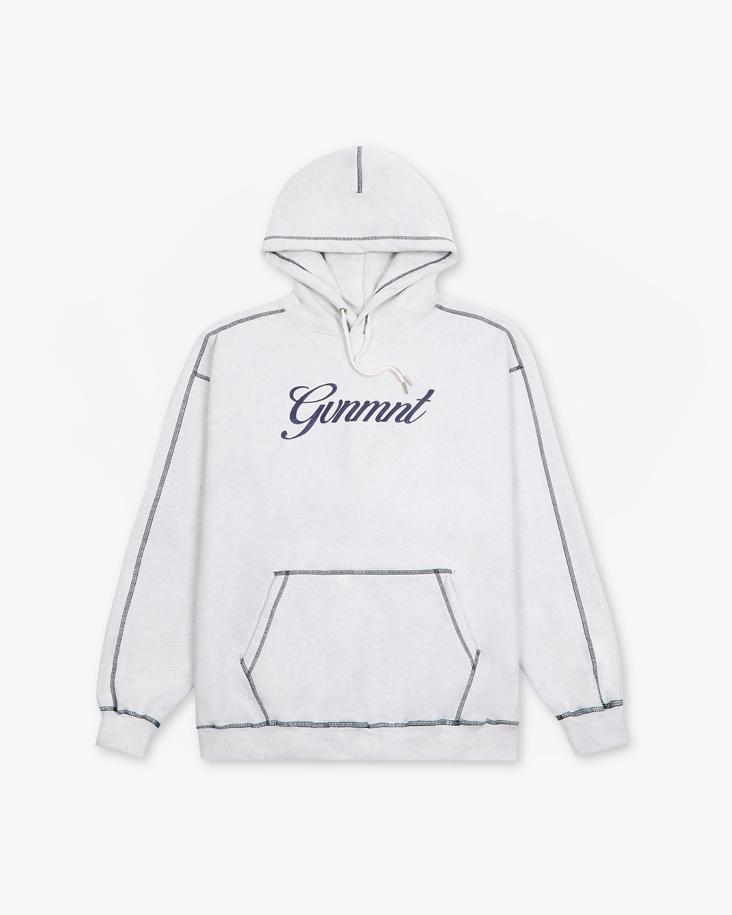 Scripted Embroidered Hoodie - Light Heather / Navy