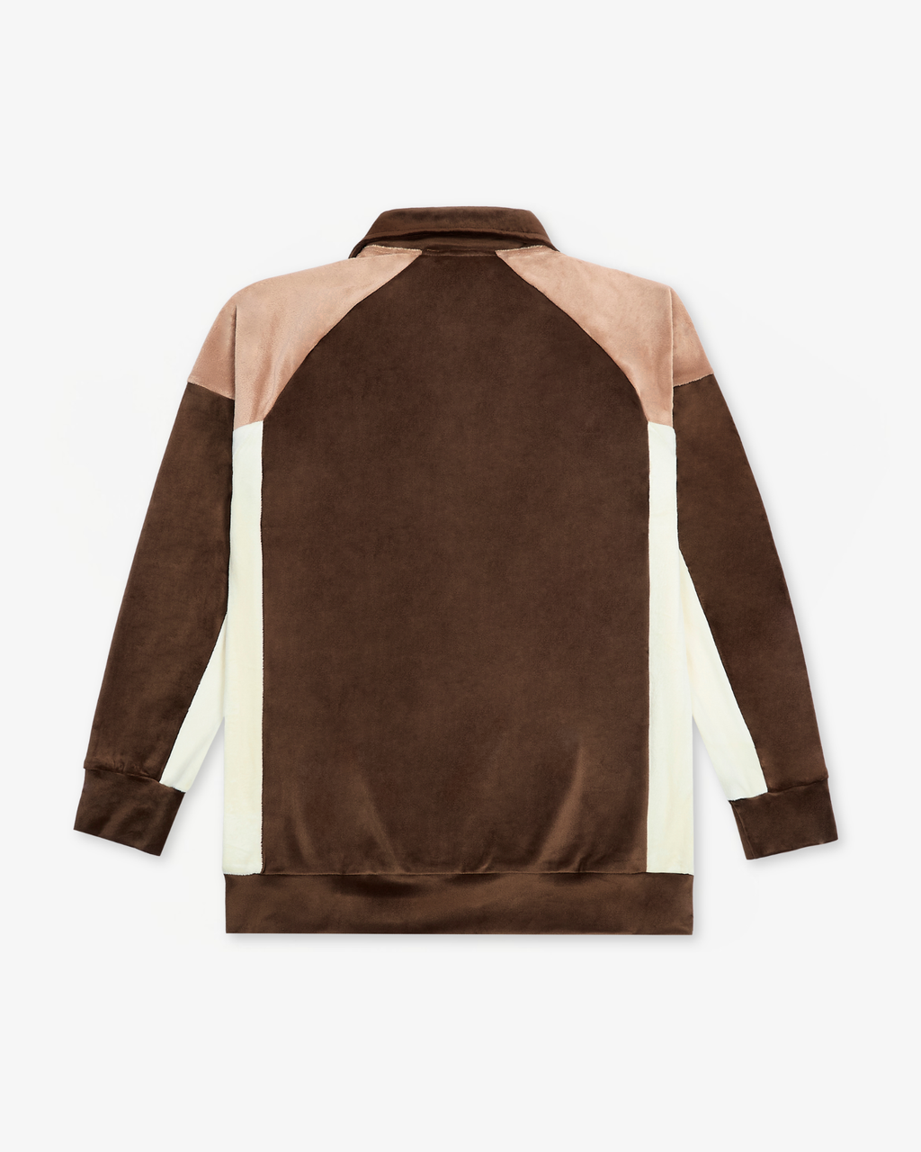Velour Longsleeve Polo - Brown / Peach / Cream