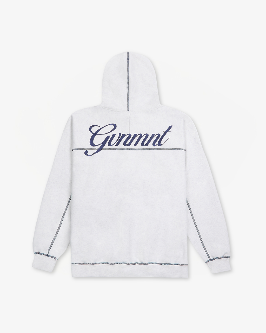 Scripted Embroidered Hoodie - Light Heather / Navy