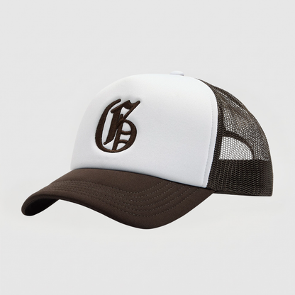Old English Trucker Cap - Chocolate / White