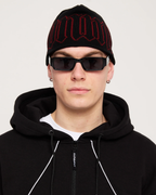 Old English Beanie - Black / Red