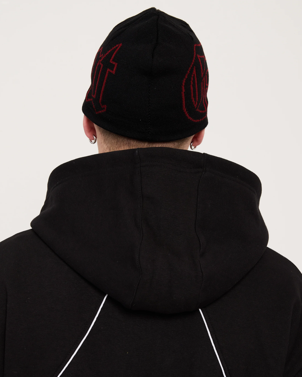Old English Beanie - Black / Red