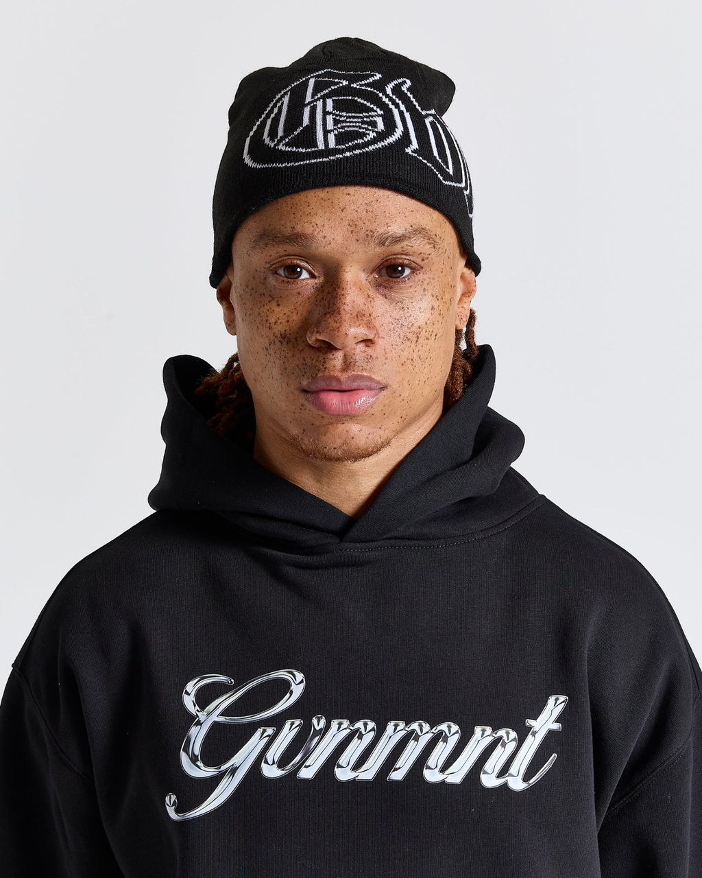 Old English Beanie - Black / White