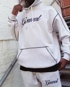 Scripted Embroidered Hoodie - Light Heather / Navy