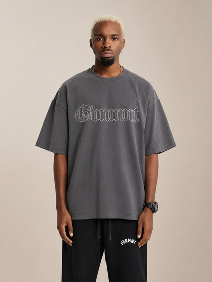 Old English Hollowed Tee - Smoke