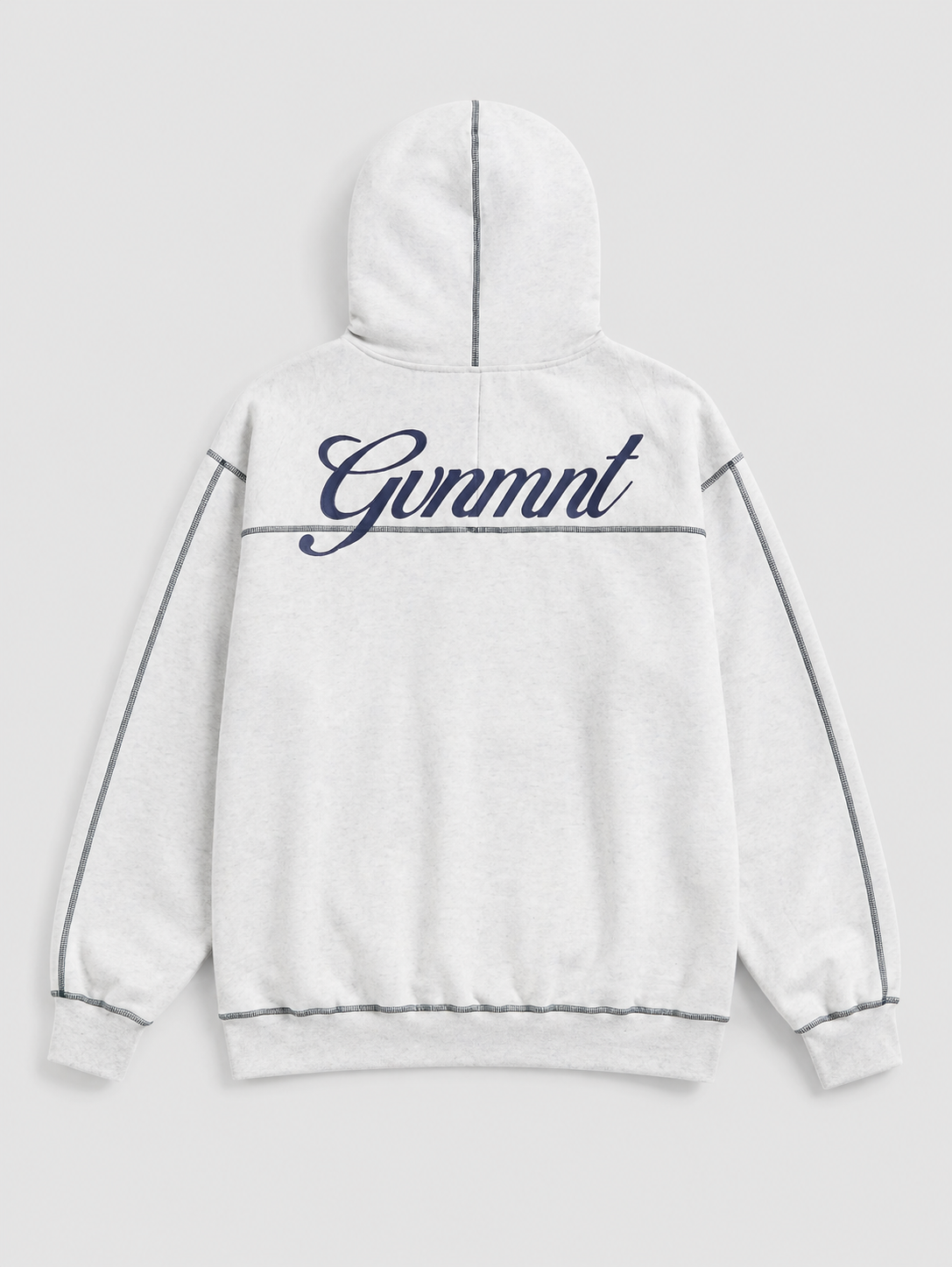 Scripted Embroidered Hoodie - Light Heather / Navy