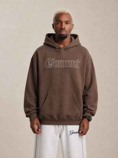 Old English Hollowed Hoodie - Chocolate