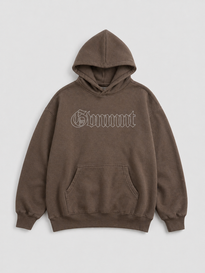 Old English Hollowed Hoodie - Chocolate