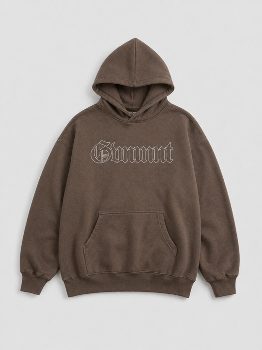 Old English Hollowed Hoodie - Chocolate
