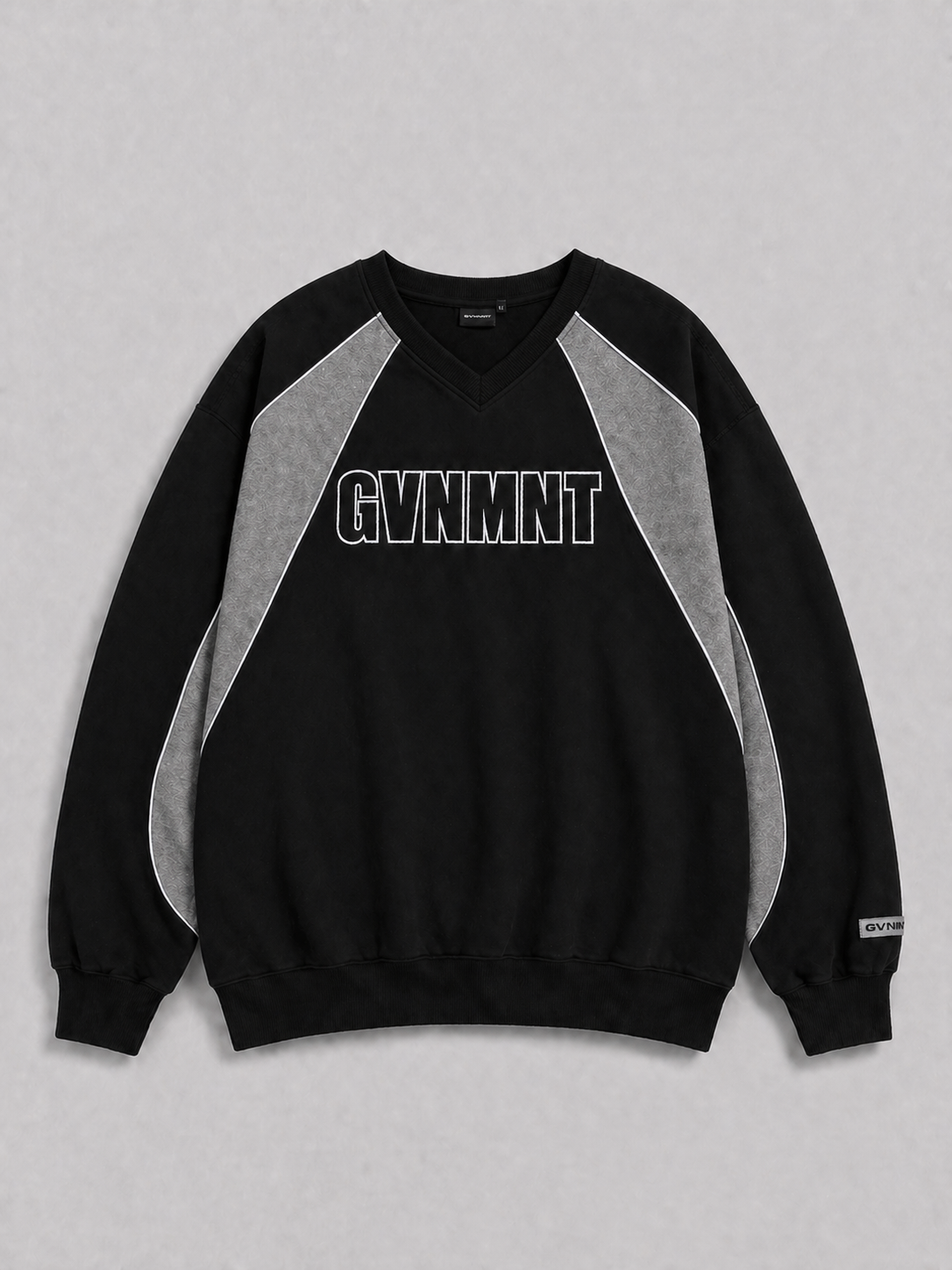 Origins Varsity VNeck  - Black / Heather Grey