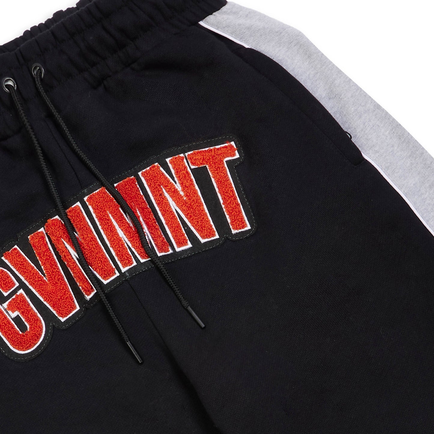 Chenille Varsity Shorts - Black / Grey / Orange