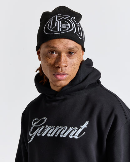 Old English Beanie - Black / White