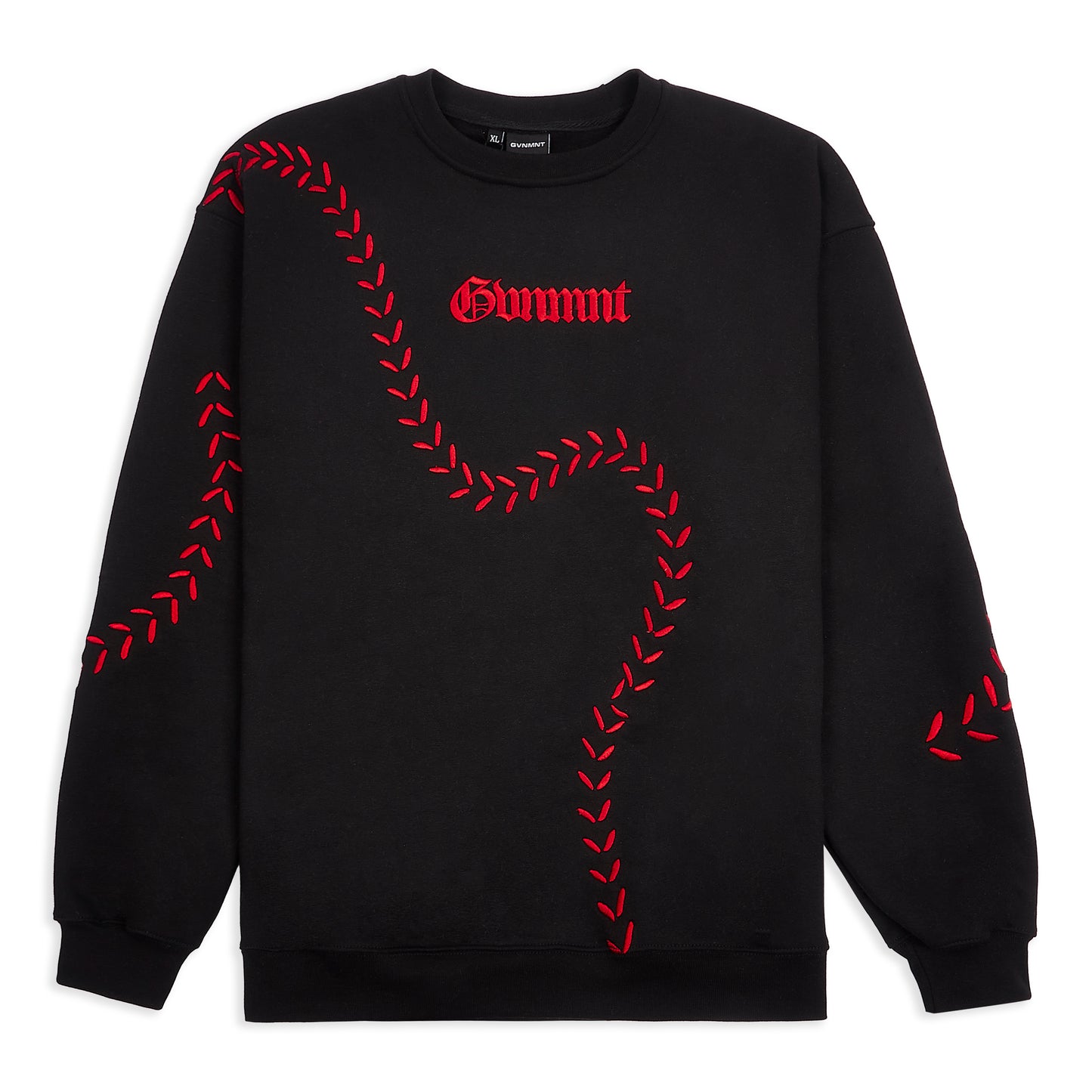 Baseball Stitch Sweatshirt - Black / Red