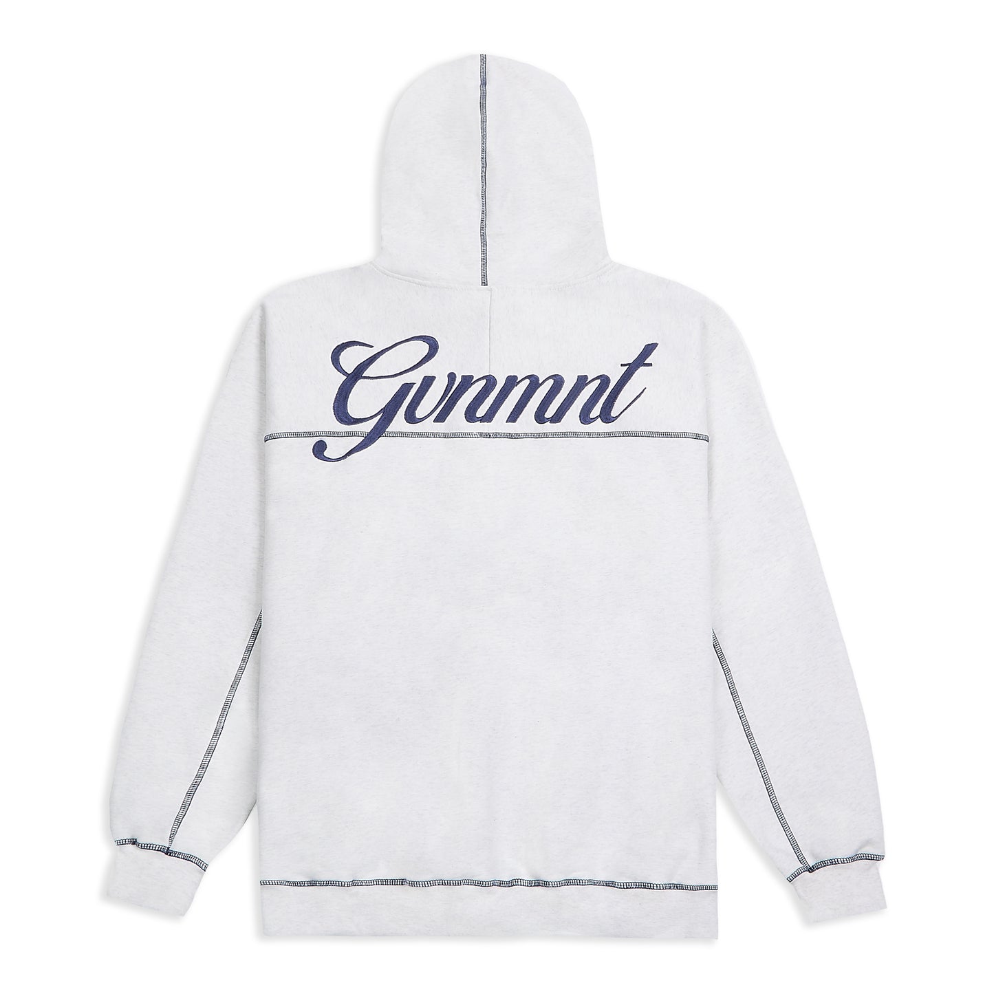 Scripted Embroidered Hoodie - Light Heather / Navy