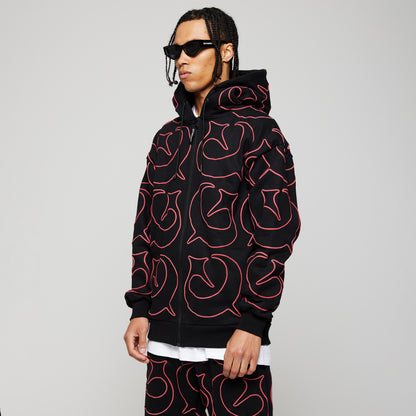 Foul Play Zipped Hoodie - Red / Black