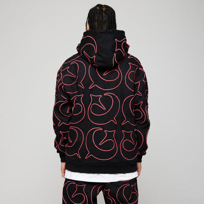 Foul Play Zipped Hoodie - Red / Black