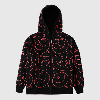 Foul Play Zipped Hoodie - Red / Black