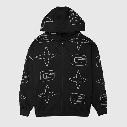 G* Zipped Hoodie - Black / Grey