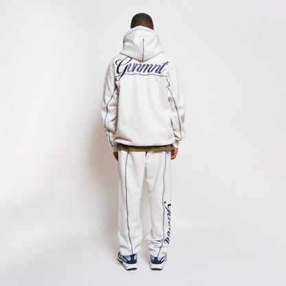 Scripted Embroidered Hoodie - Light Heather / Navy