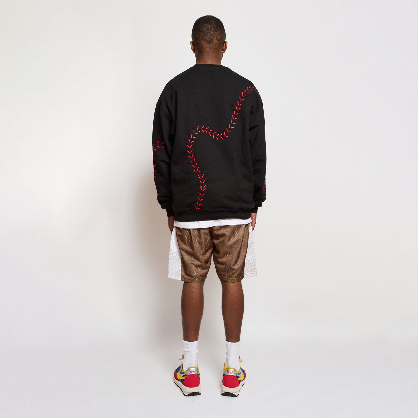 Baseball Stitch Sweatshirt - Black / Red