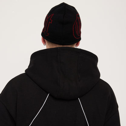 Old English Beanie - Black / Red